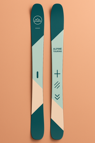 Touring ski light blue, blue and pink